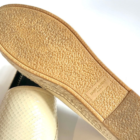 Saint Laurent Cream Lacquered Ayers Espadrilles - Picture 5 of 11